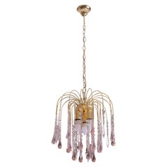 Lady Laly, Pink Drops Murano Chandelier, 1970s