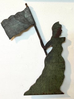 Lady Liberty Weathervane American Flag Wood and Tin