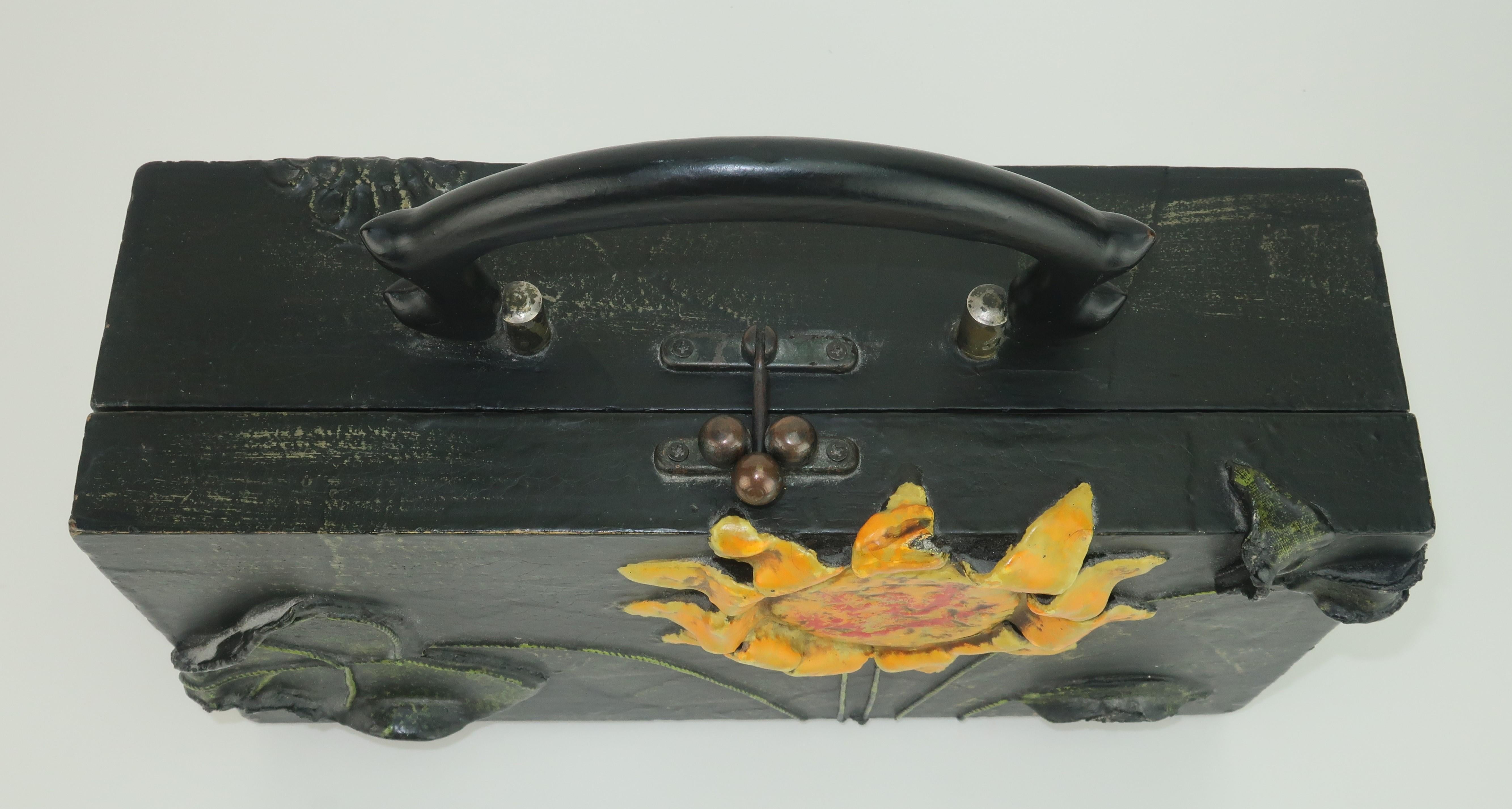 Lady London Papier Mache Sunflower Box Handbag, 1970 In Good Condition In Atlanta, GA