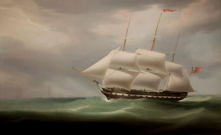 Lady Macnaghten of the Eddystone Lighthouse
Painting on oil of the three masted 588 ton carvel built ship 