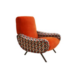 Lady Marco Zanuso by Arflex Cotton Velvet and Hermes Fabric Italian Armchair