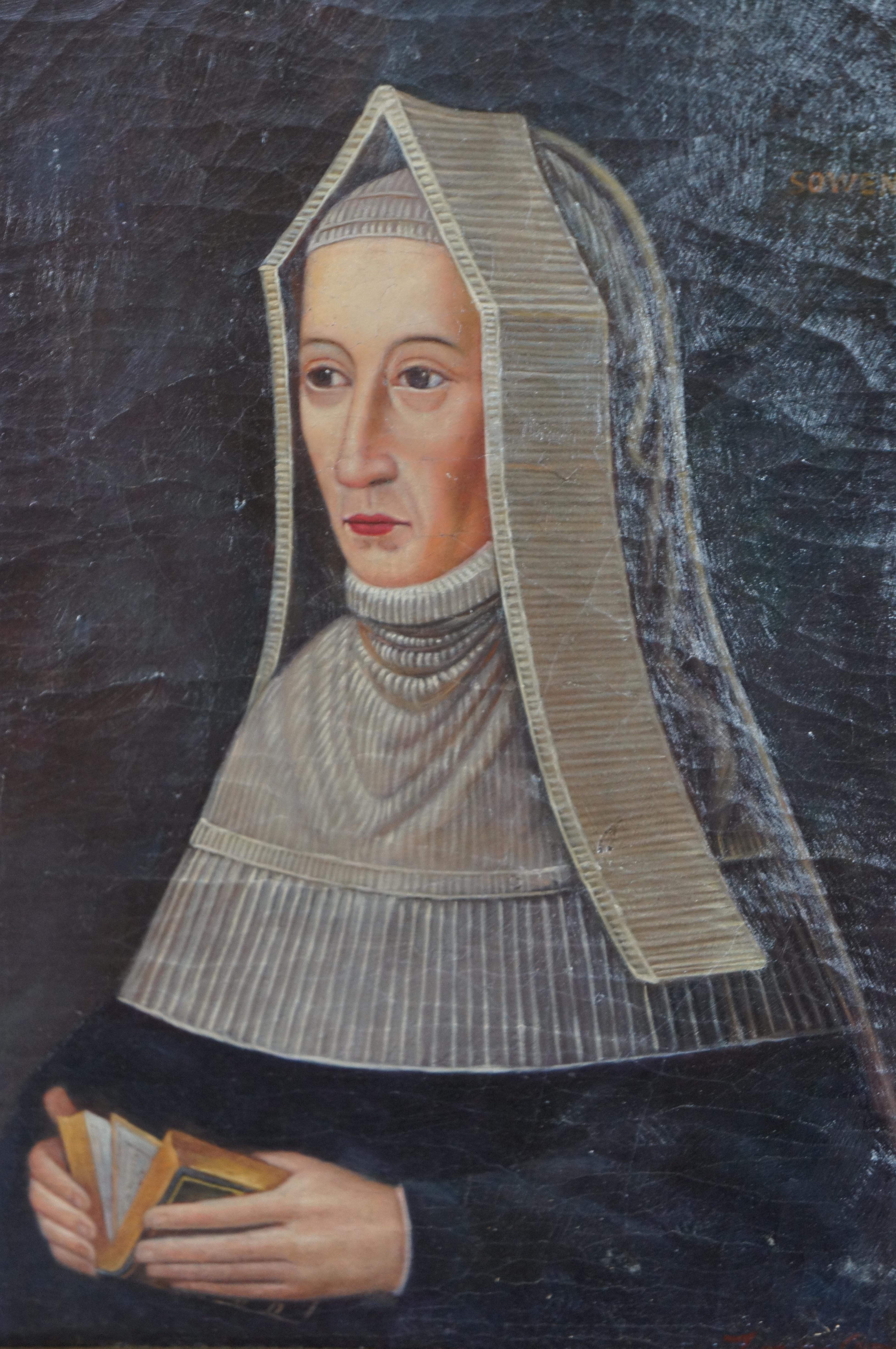 Lady Margaret Beaufort Countess Richmond Oil Painting Portrait by Trevor James In Good Condition In Dayton, OH