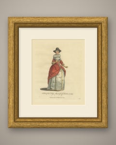 Lady Mayoress of London in 1640, Ruff and Red Gown, Jefferys Costume Print, 1757