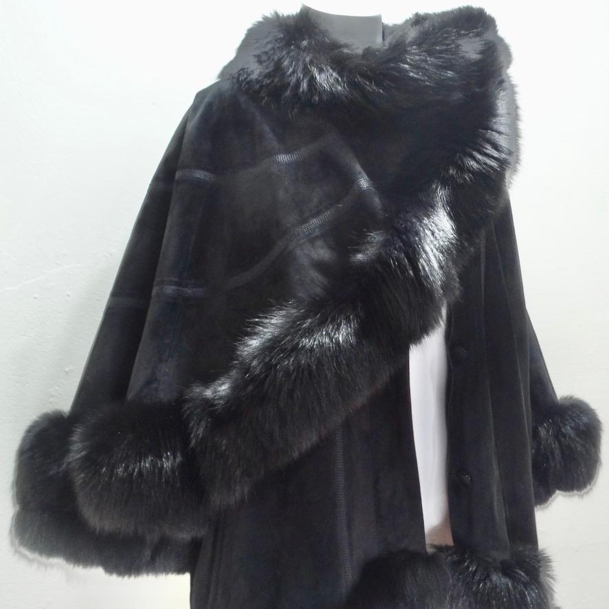 Lady Napoleon Black Fur Poncho Jacket In Excellent Condition For Sale In Scottsdale, AZ