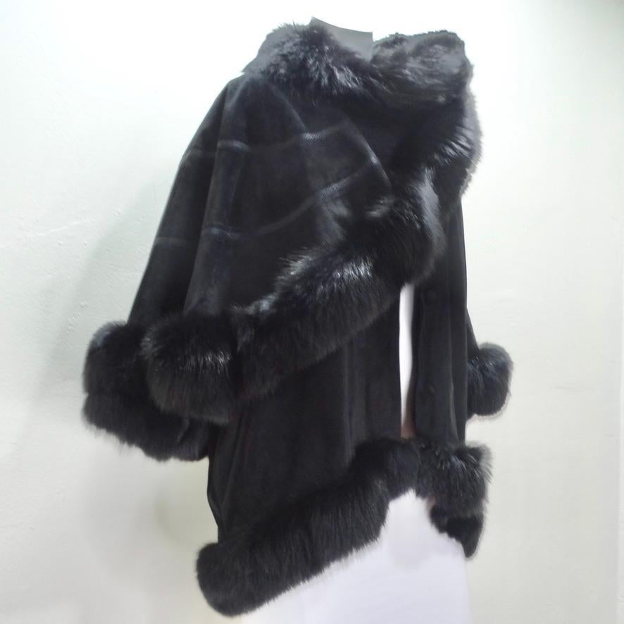 Women's or Men's Lady Napoleon Black Fur Poncho Jacket For Sale