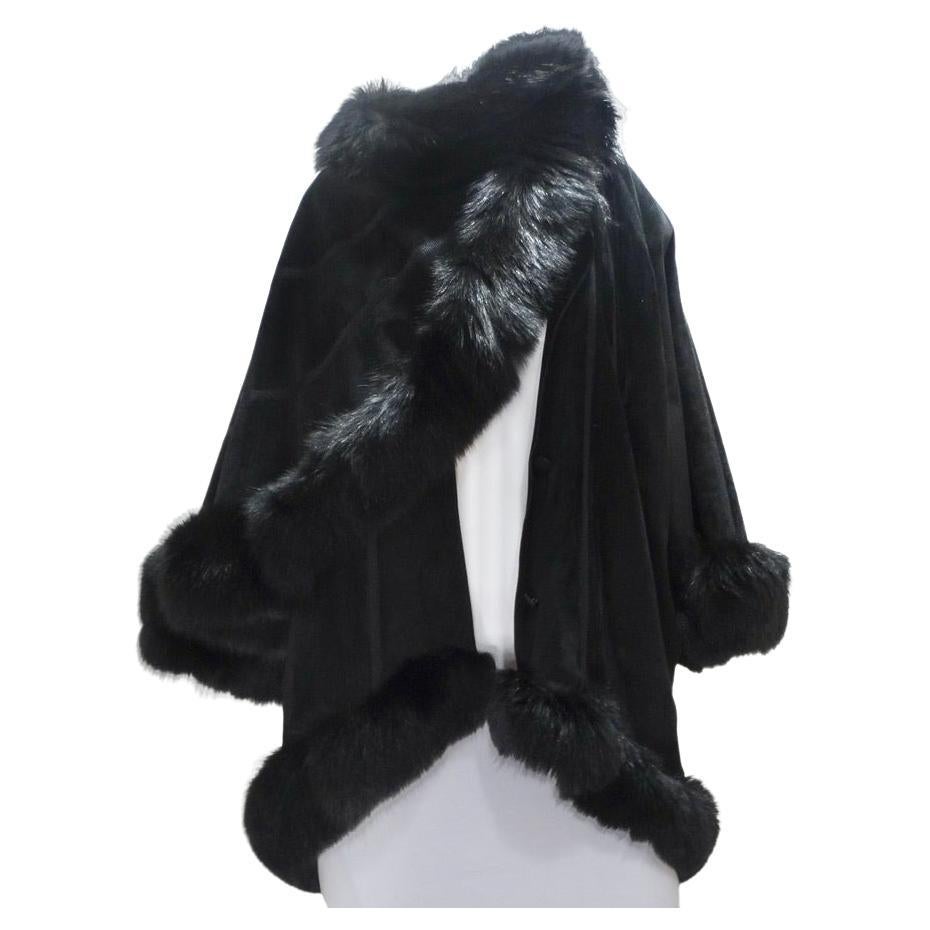 Lady Napoleon Black Fur Poncho Jacket For Sale