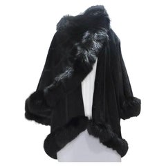 Retro Lady Napoleon Black Fur Poncho Jacket