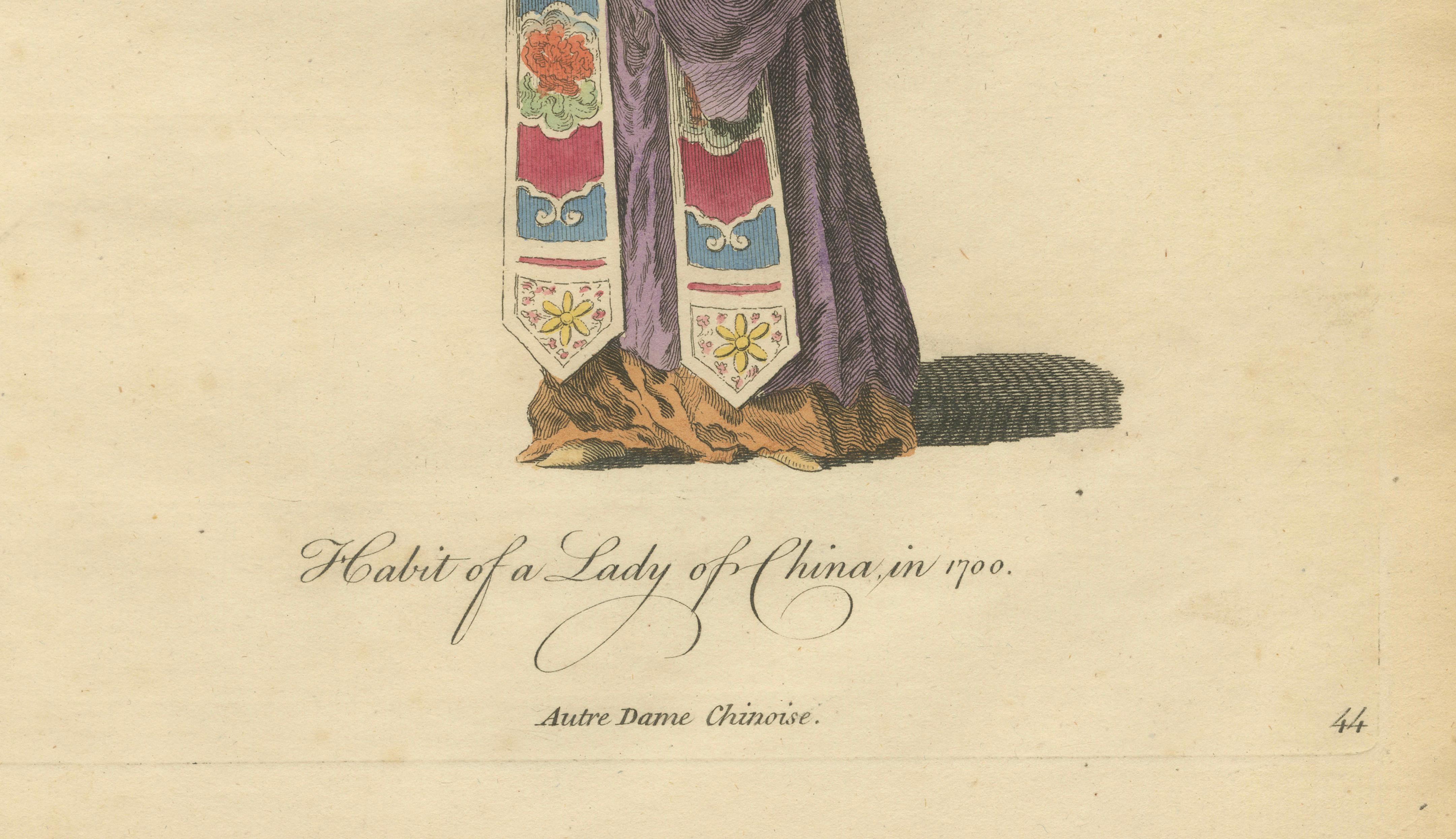 Lady of China in Court Attire, Antique Print, Jefferys, 1749