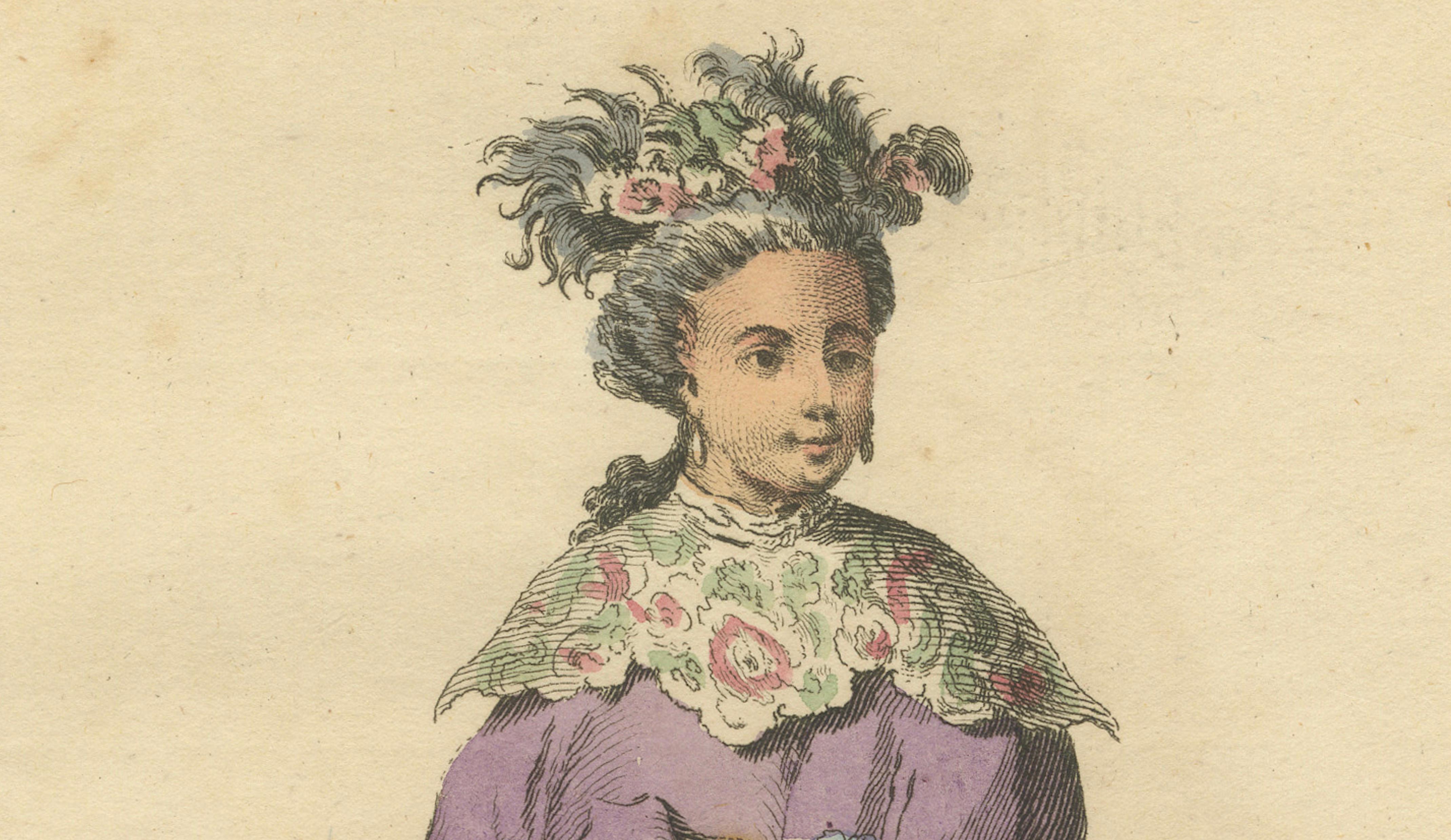 Lady of China in Court Attire, Antique Print, Jefferys, 1749