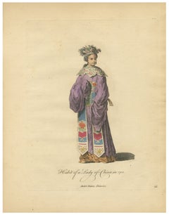 Lady of China in Court Attire, Antique Print, Jefferys, 1749