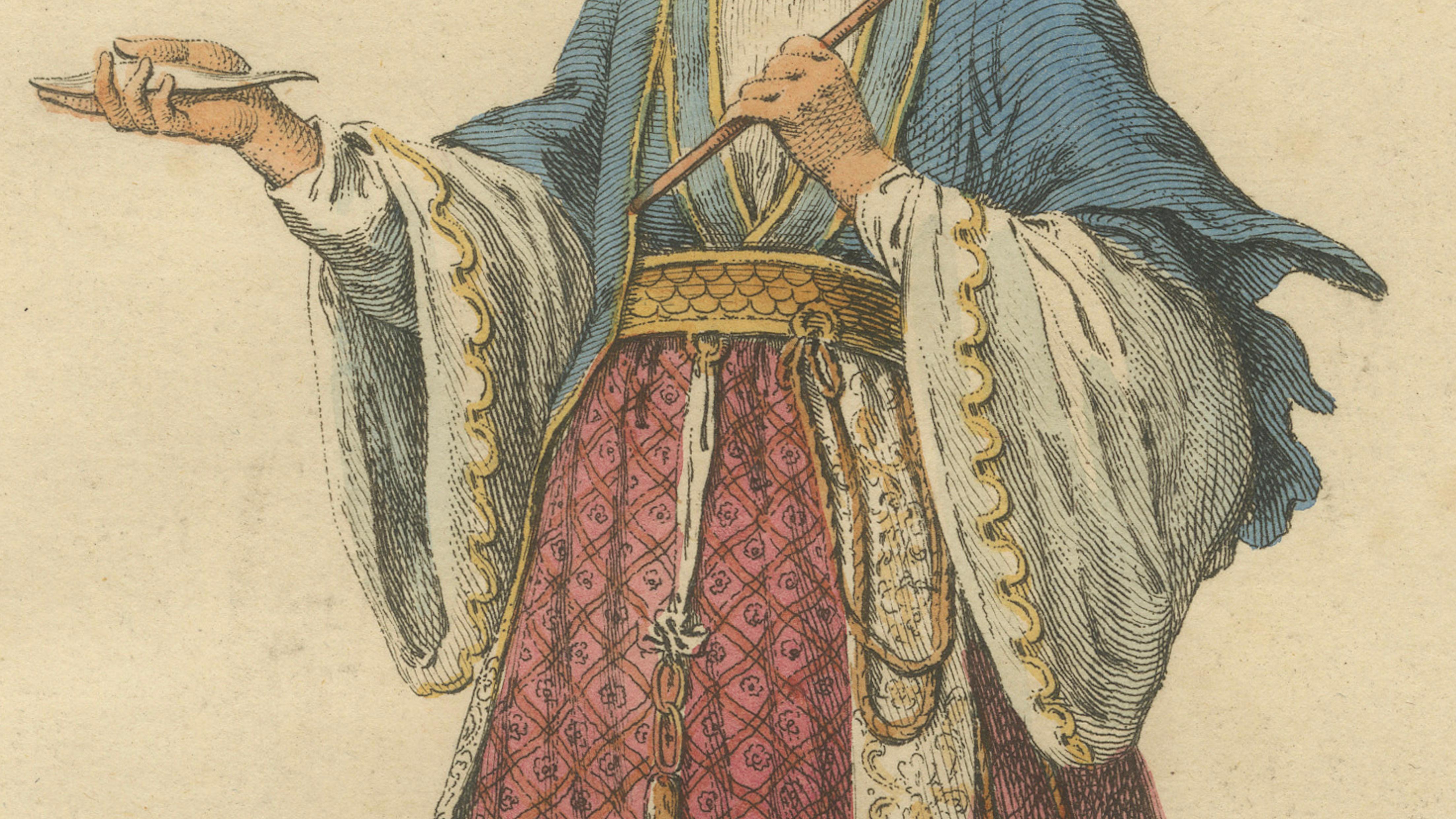 Lady of China in Elegant Court Dress, Antique Print, Jefferys, 1749