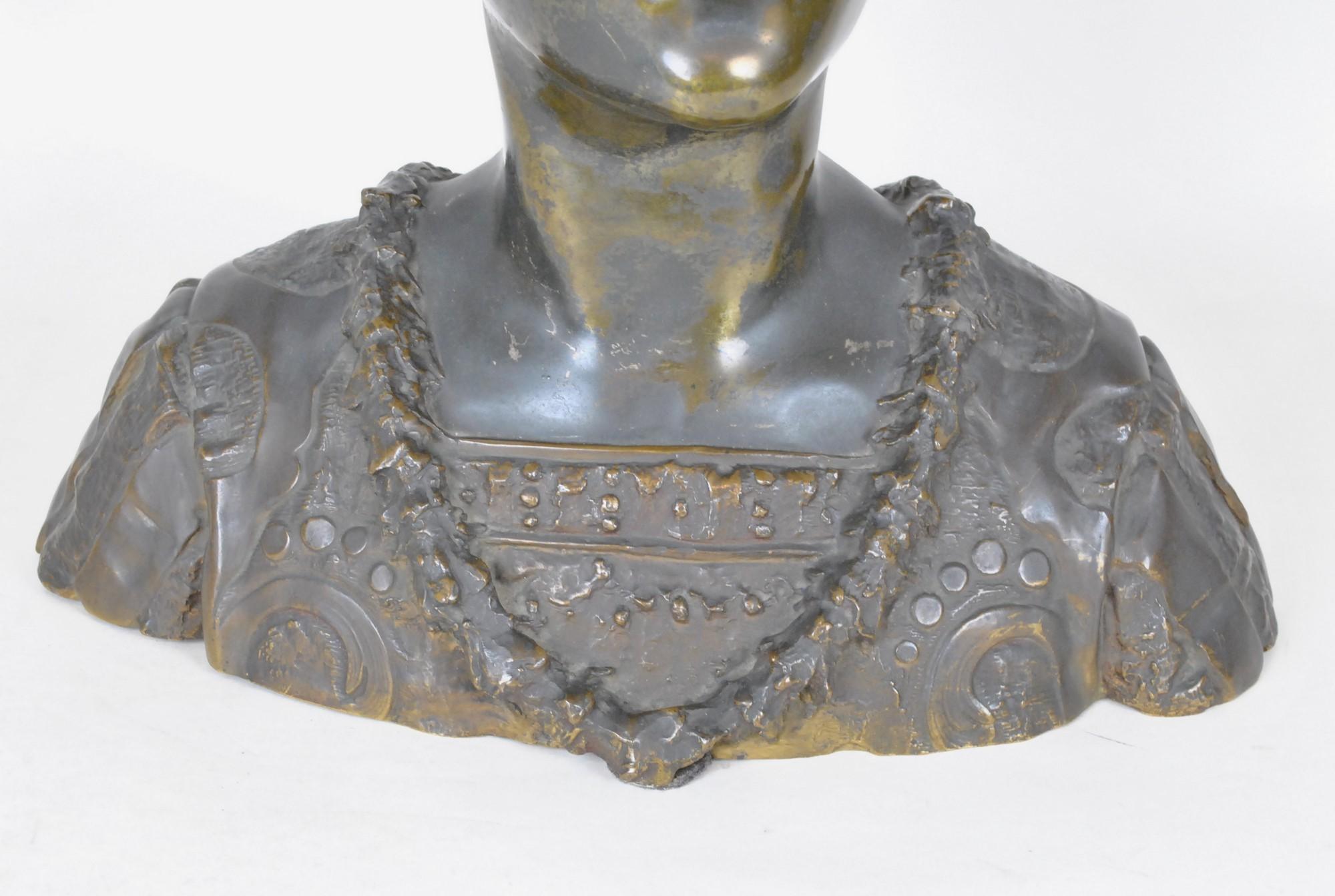 Lady of Florence, Bronze Bust, Signed Grange-Colombo, Late 19th Century 8