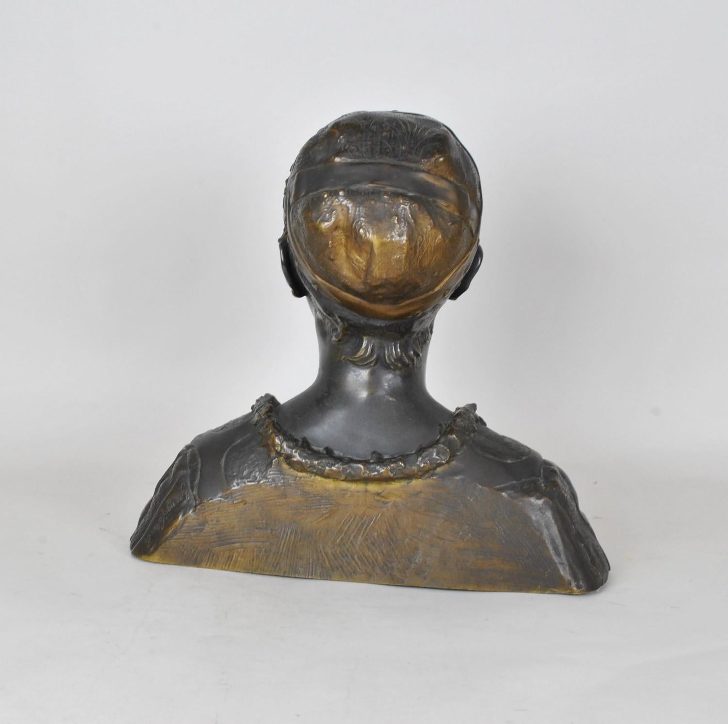Lady of Florence, Bronze Bust, Signed Grange-Colombo, Late 19th Century 1