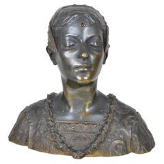 Antique Lady of Florence, Bronze Bust, Signed Grange-Colombo, Late 19th Century