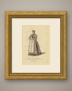 Signora di Norimberga con corpetto a fiori e gonna rosa, abito del 1577, 1757