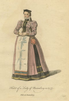 Signora di Norimberga con corpetto a fiori e gonna rosa, abito del 1577, 1757