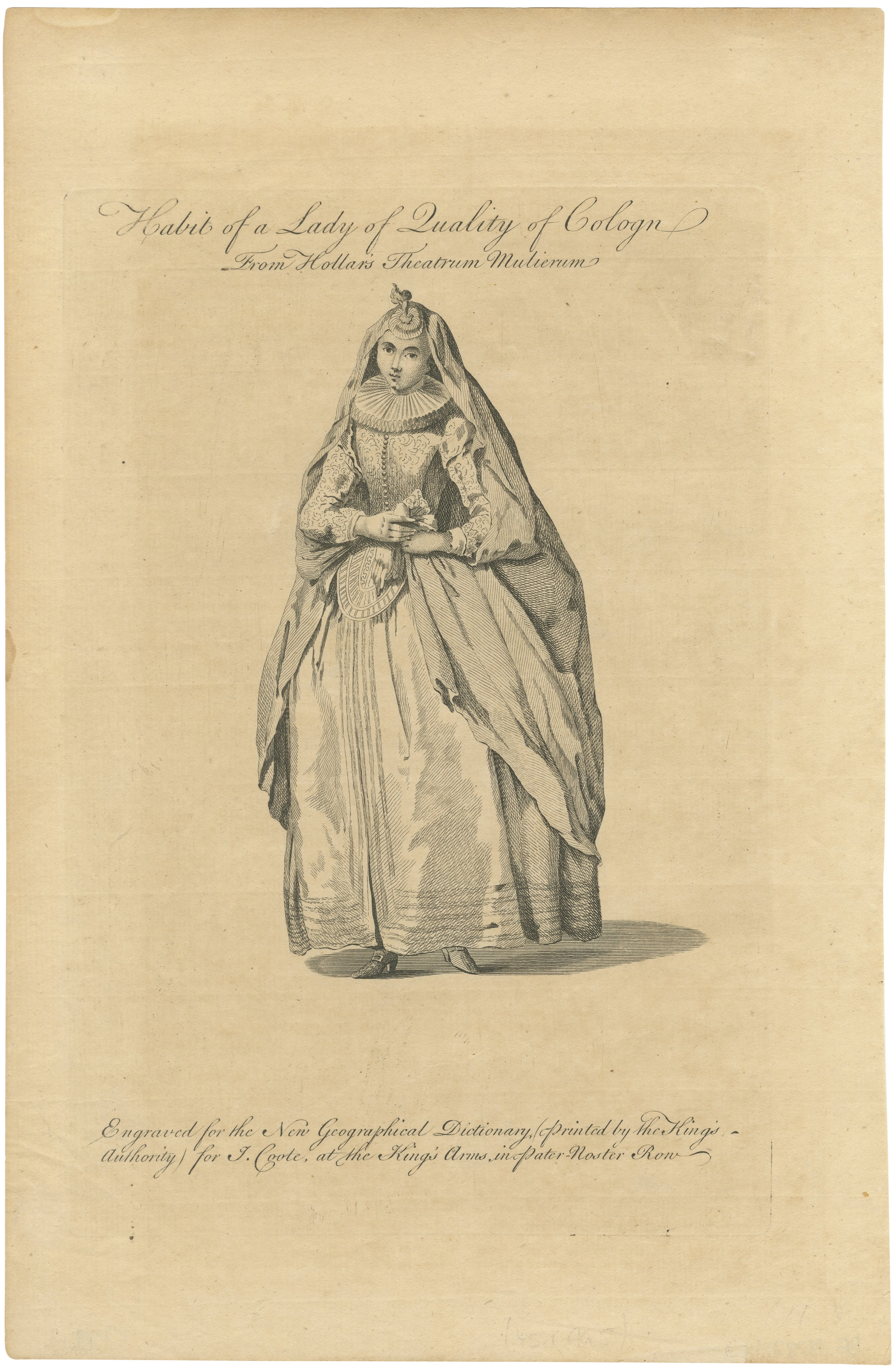 Lady of Quality of Cologne, Germany – Antique Costume Engraving, c.1795