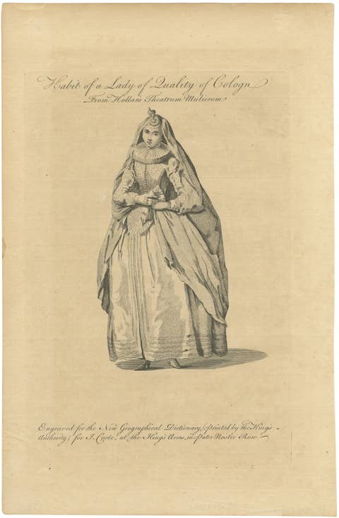 Lady of Quality of Cologne, Germany – Antique Costume Engraving, c.1795