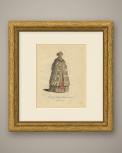 Lady of Silesia in Patchwork Fur Cloak and Gold Headdress, Costume of 1577, 1757