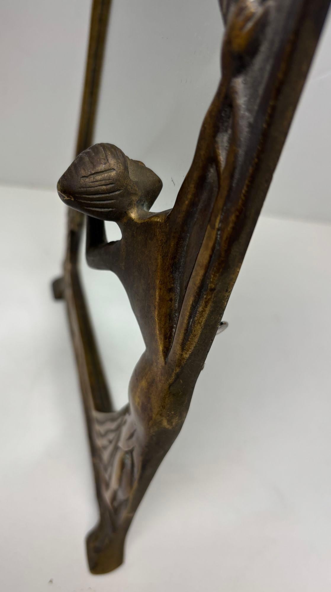 Lady of the Lake Antique Art Nouveau Bronze Mirror Circa 1930 Bon état - En vente à North Hollywood, CA