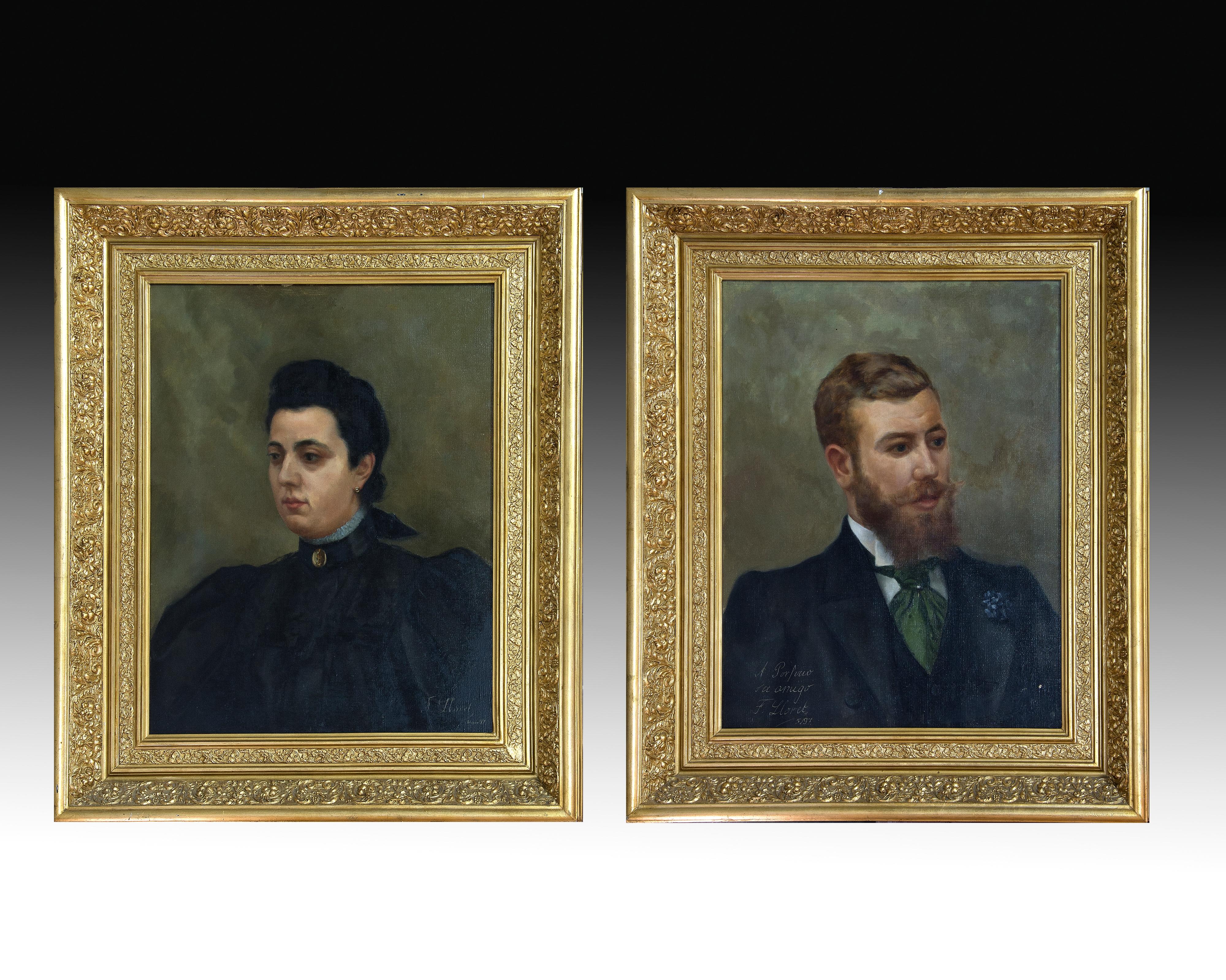 Madame. Huile sur toile. Signé (F. Lloret.) et daté (février 97) État moyen - En vente à Madrid, ES