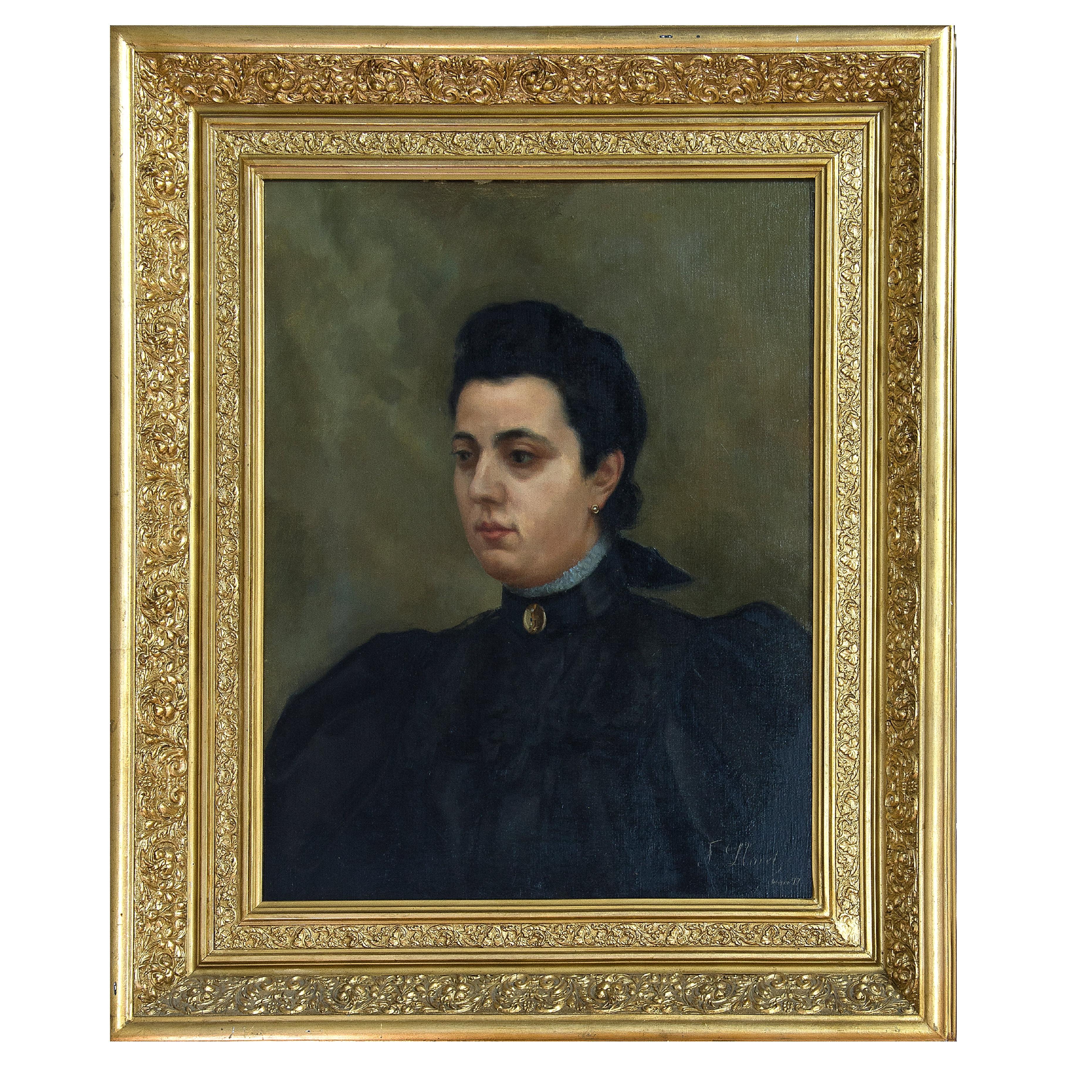 Madame. Huile sur toile. Signé (F. Lloret.) et daté (février 97) en vente