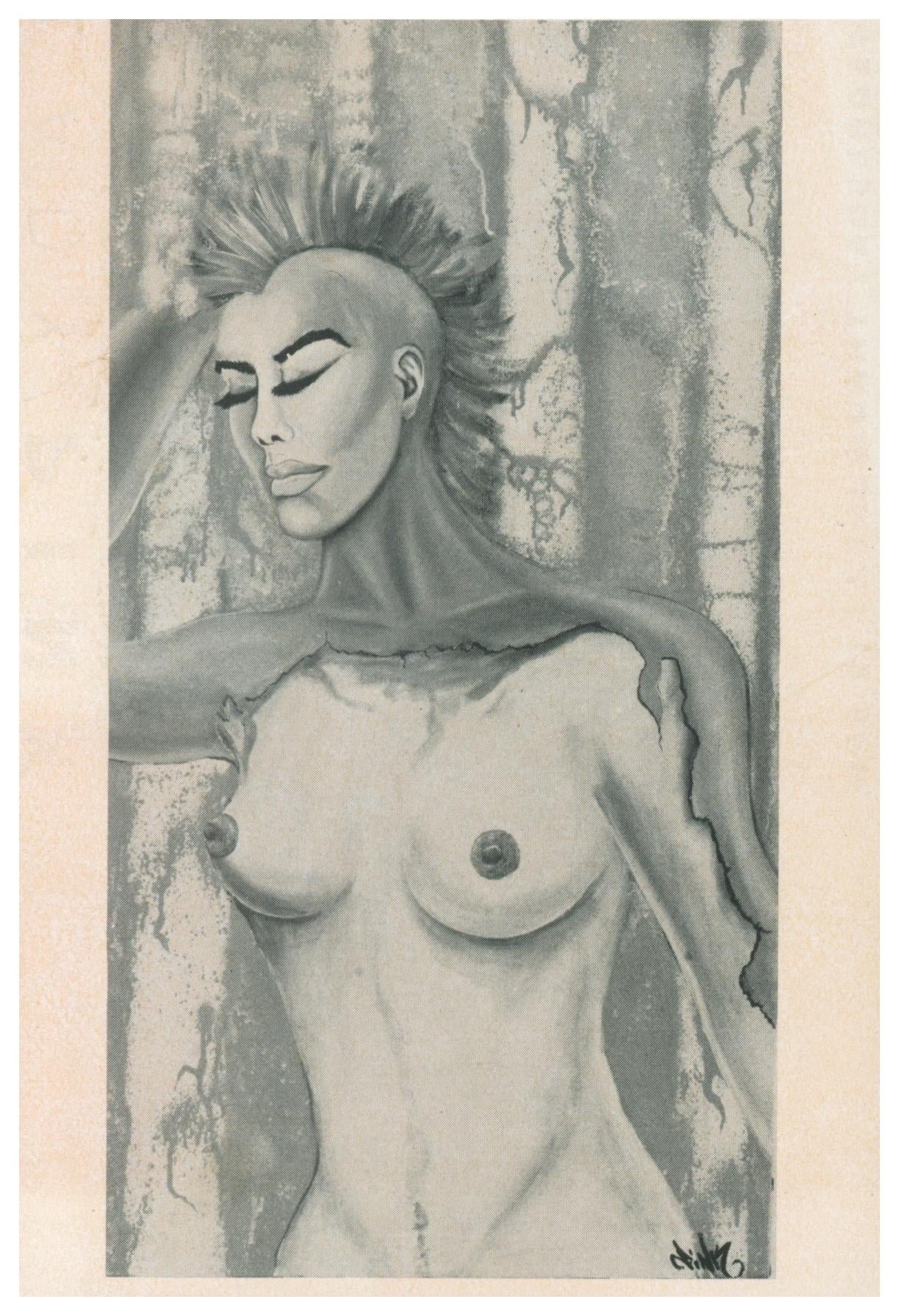 Lady Pink Semaphore East, 1985:
Rare original 1985 gallery announcement illustrated by graffiti legend, Lady Pink on the occasion of her solo exhibition at Semaphore East: Ave B, New York, NY: February 23-March 24, 1985.

Offset printed; 6x4