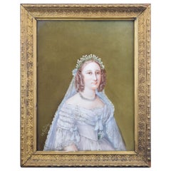 Antique "Lady", Portrait on Porcelain, Signed at Bottom Left Corne, 19th Century