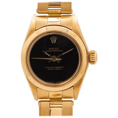 Vintage Lady Rolex 18 Karat Gold Oyster Perpetual Self Winding Wristwatch, circa 1979