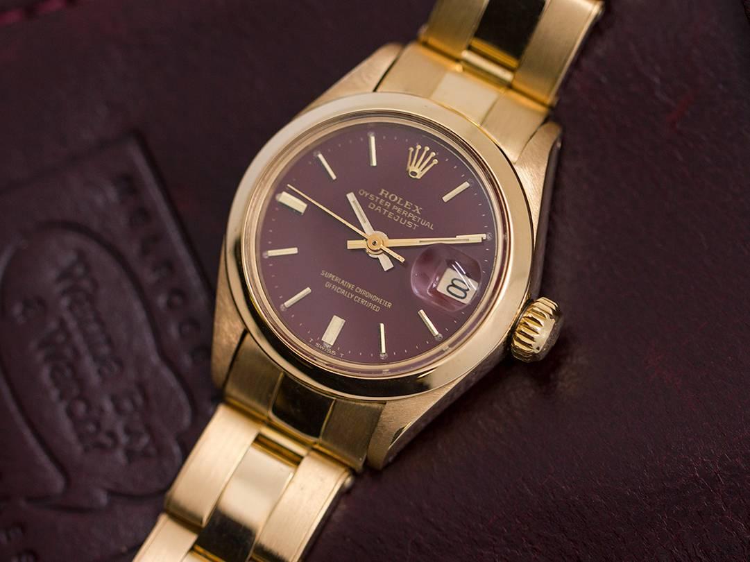 Women's Rolex Ladies Yellow Gold Date “Stella Dial” Self Winding Wristwatch, circa 1974