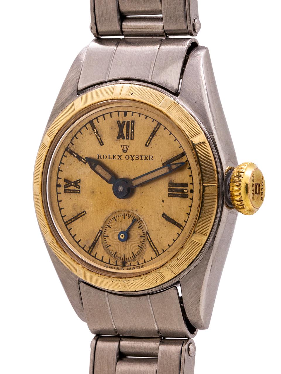 Lady Rolex Oyster 14 Karat Yellow Gold and Stainless Steel Manual Wind im Zustand „Hervorragend“ in West Hollywood, CA