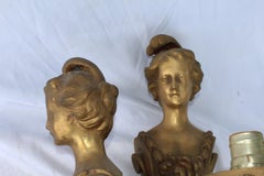 Lady Sconces, Empire Type, Large 18-Karat Gold Plate, No Shades