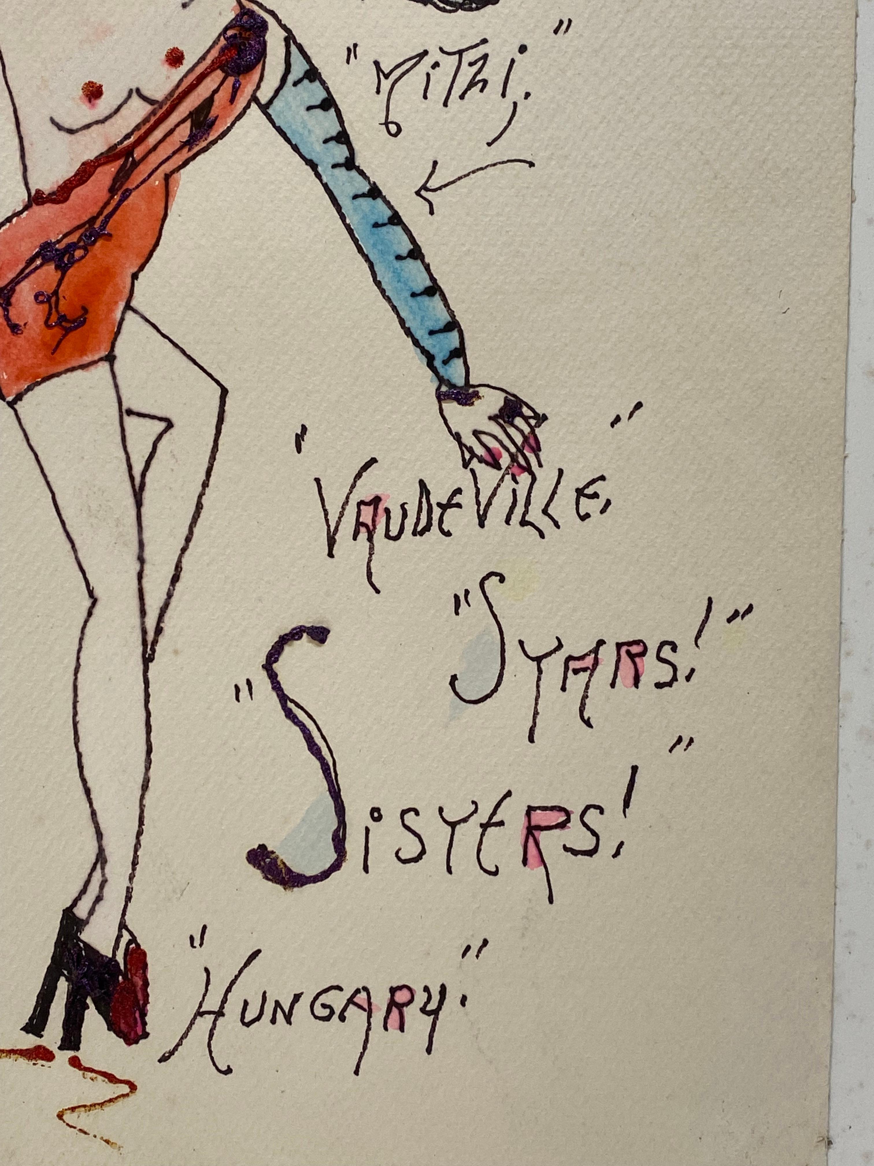 Lady Shalimar Vaudeville Mixed Media Drawing, 1988 For Sale 4