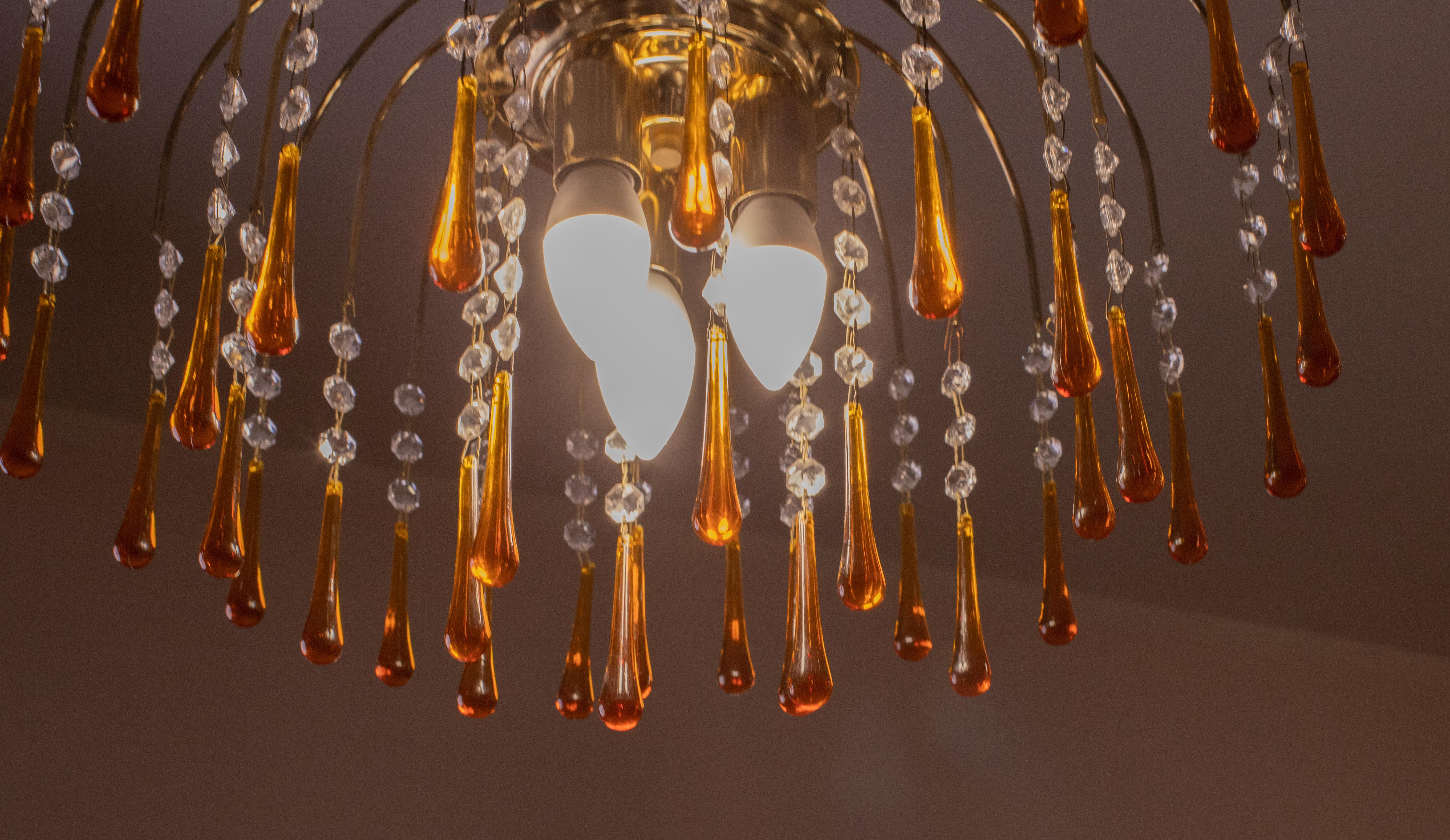 Late 20th Century Lady Sophie, Amber Drops Chandelier, 1980s For Sale
