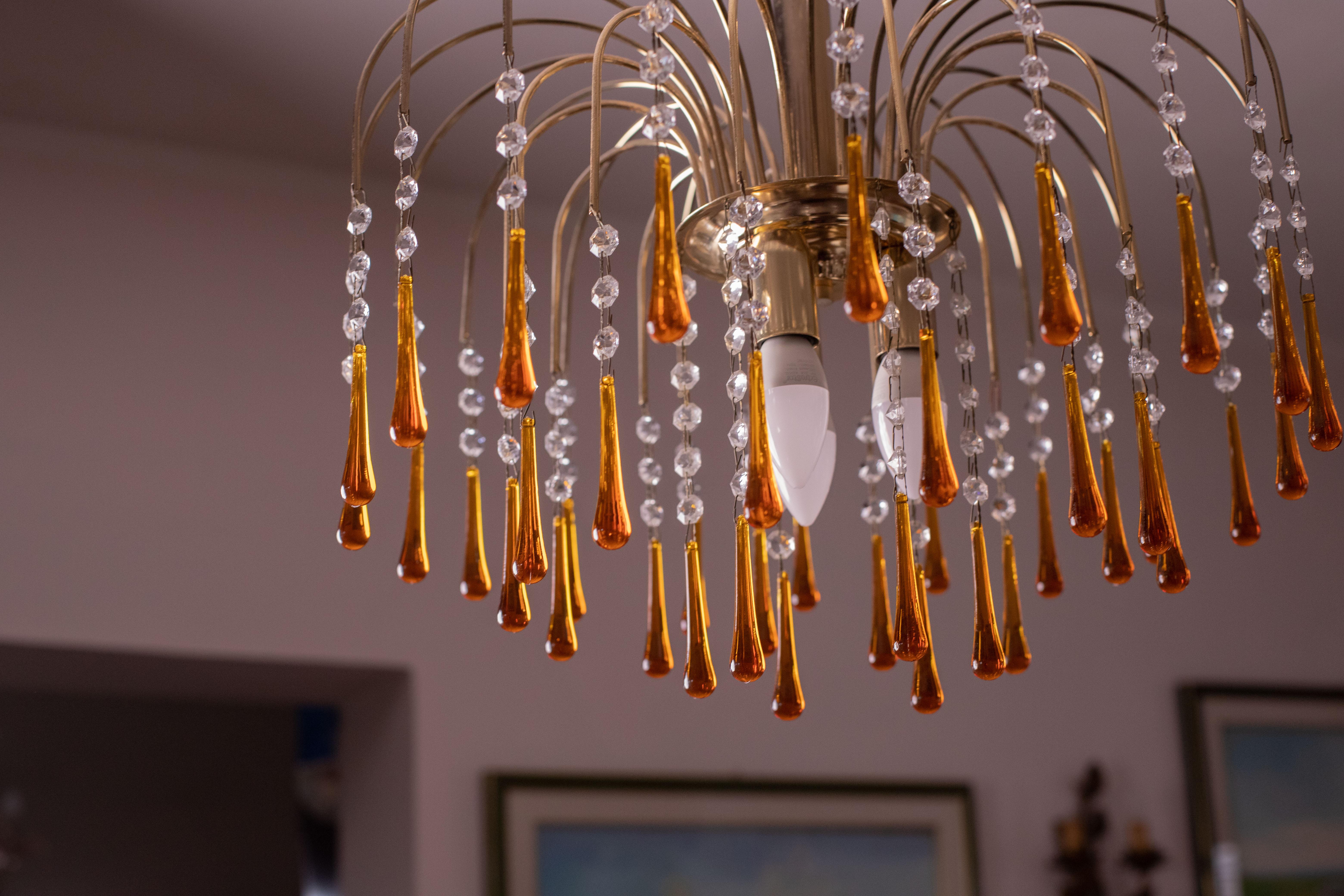 Lady Sophie, Amber Drops Chandelier, 1980s For Sale 1