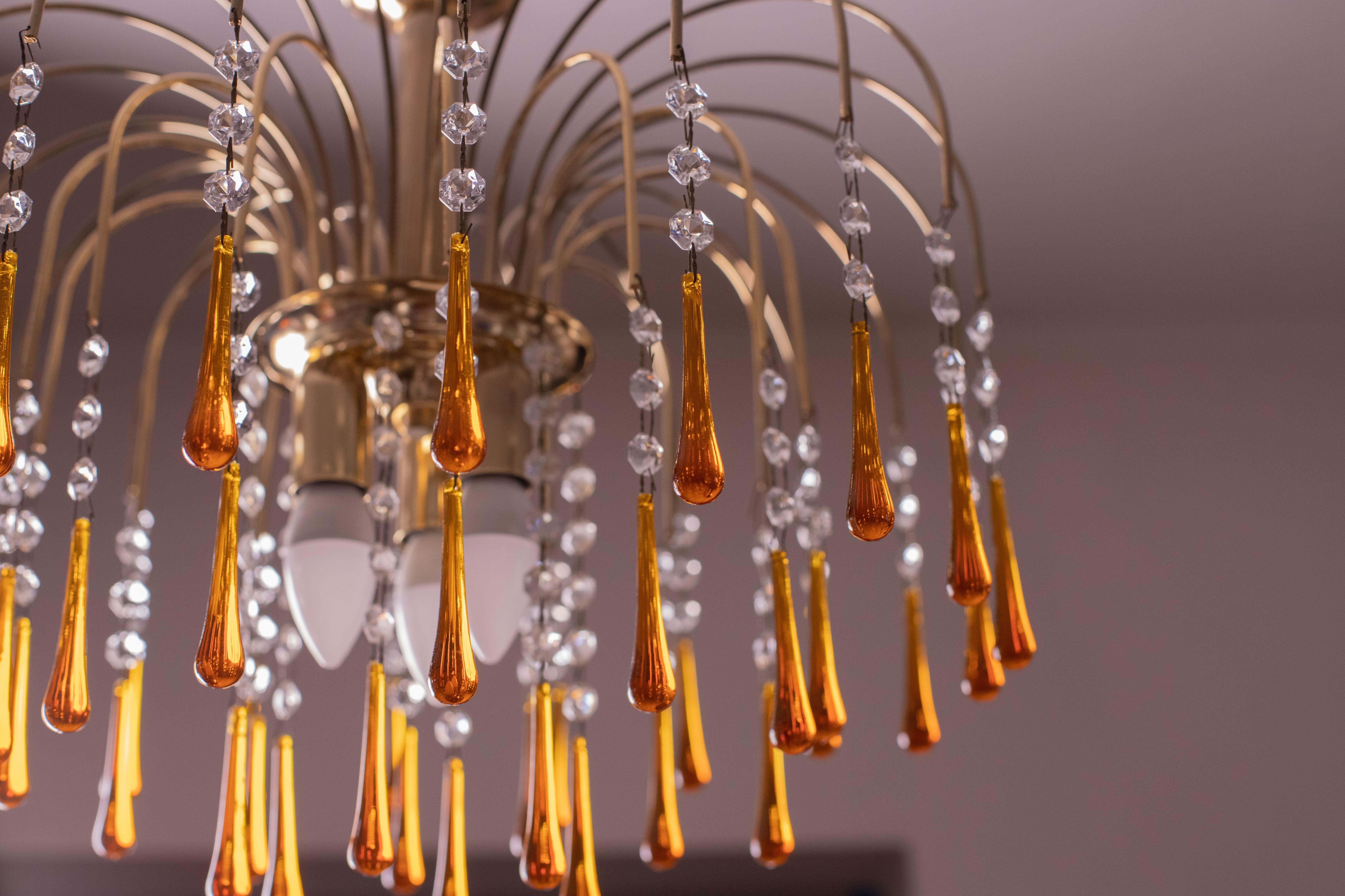 Lady Sophie, Amber Drops Chandelier, 1980s For Sale 2