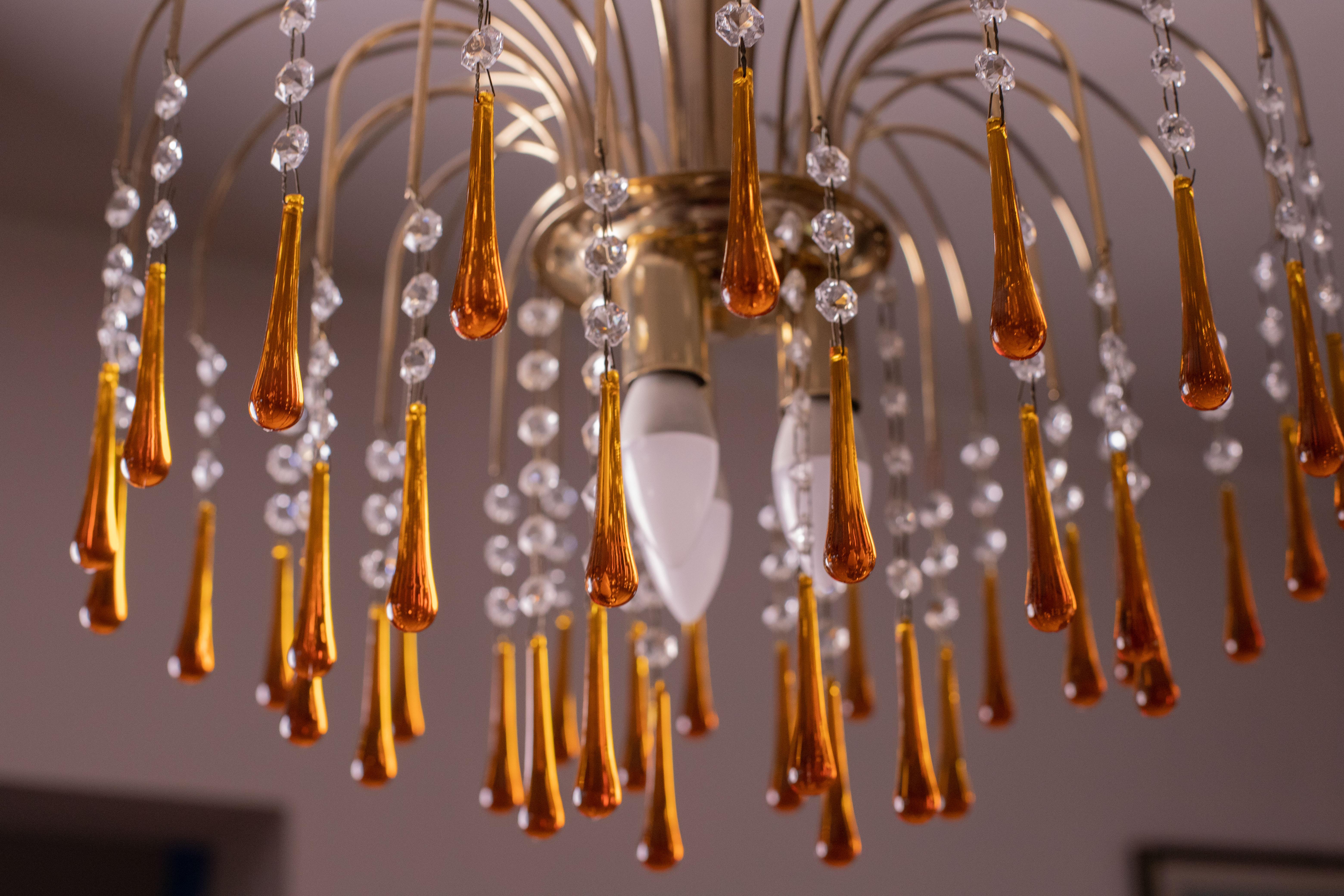 Lady Sophie, Amber Drops Chandelier, 1980s For Sale 3