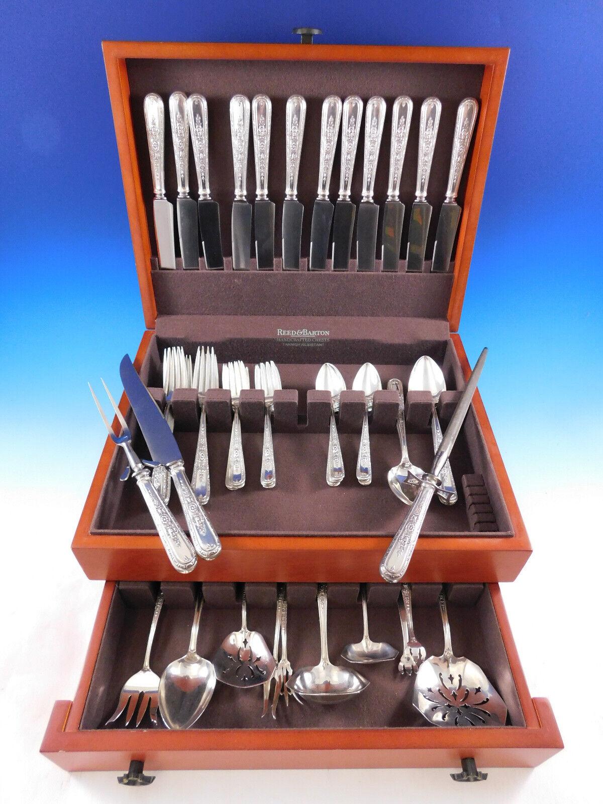Lady Sterling by Weidlich Sterling Silver Flatware Set Service 72 Pieces Dinner For Sale 7