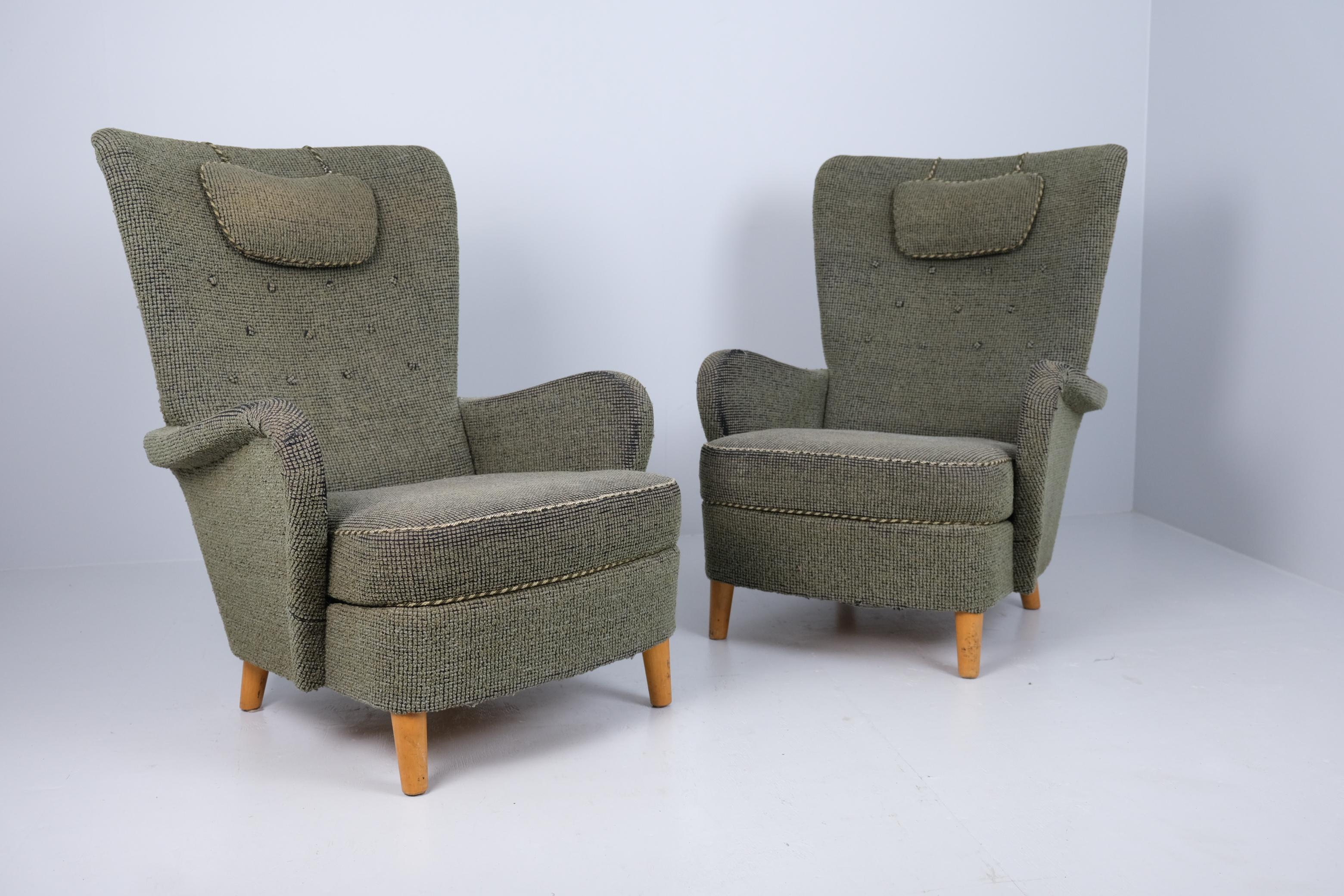 Paar schwedische Design-Damenstühle mit Originalpolsterung, Asko Model 2303, 1950er Jahre (Moderne der Mitte des Jahrhunderts) im Angebot