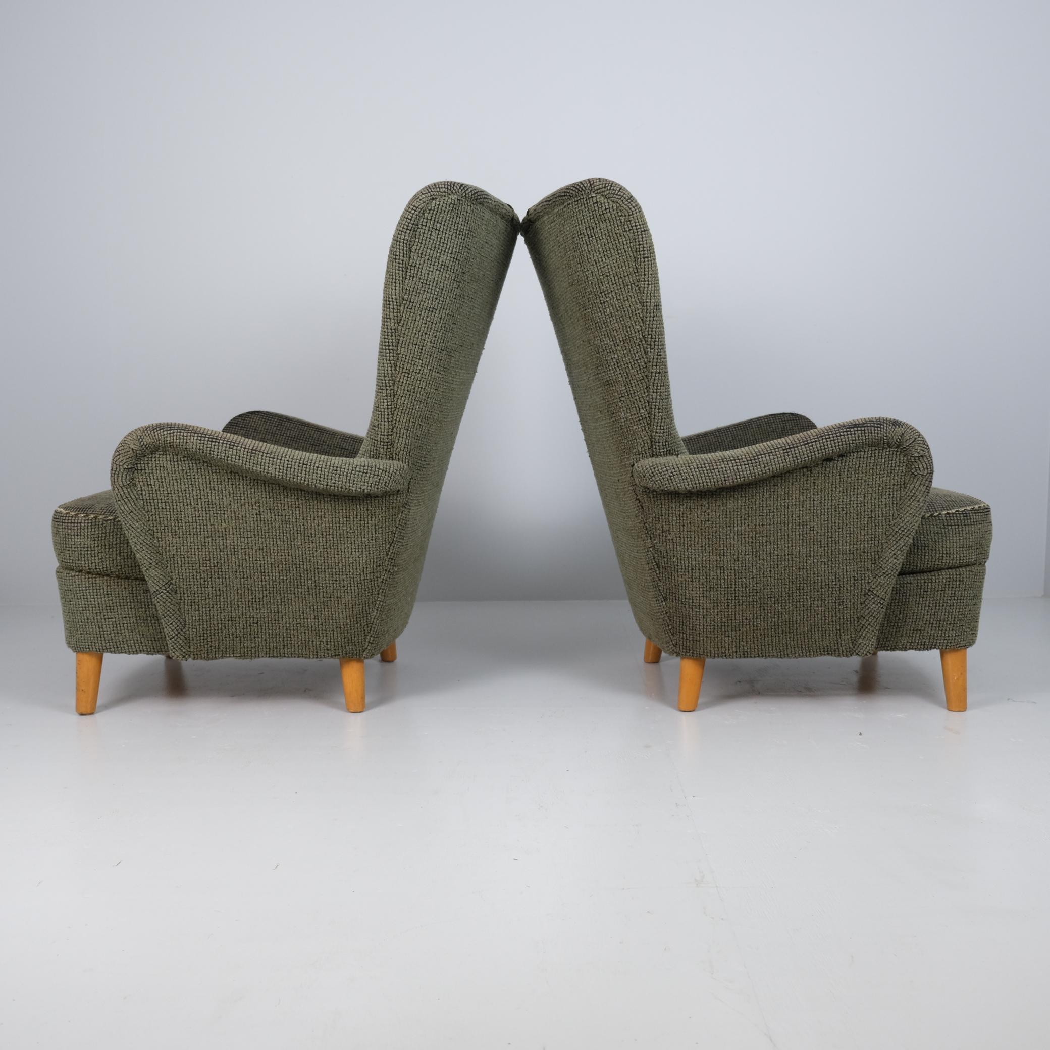 Paar schwedische Design-Damenstühle mit Originalpolsterung, Asko Model 2303, 1950er Jahre (Finnisch) im Angebot