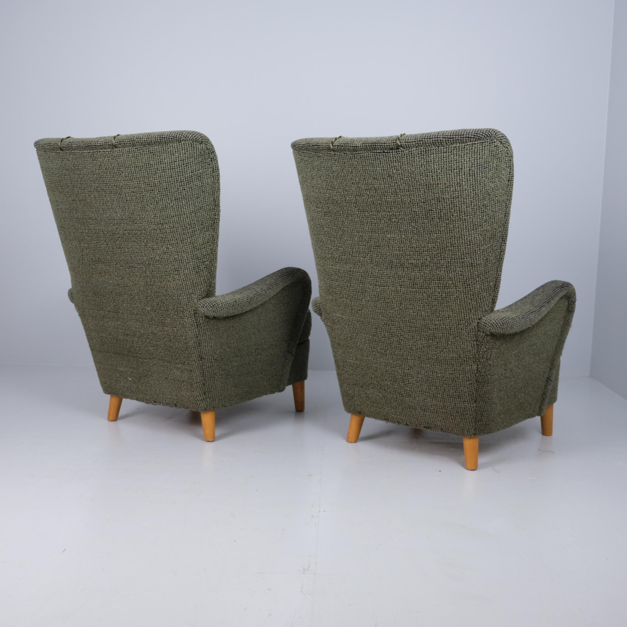 Paar schwedische Design-Damenstühle mit Originalpolsterung, Asko Model 2303, 1950er Jahre (Mitte des 20. Jahrhunderts) im Angebot