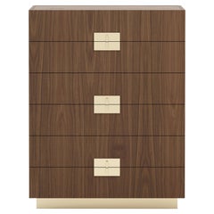 Commode haute contemporaine du 21e siècle en placage de bois personnalisée par Laskasas