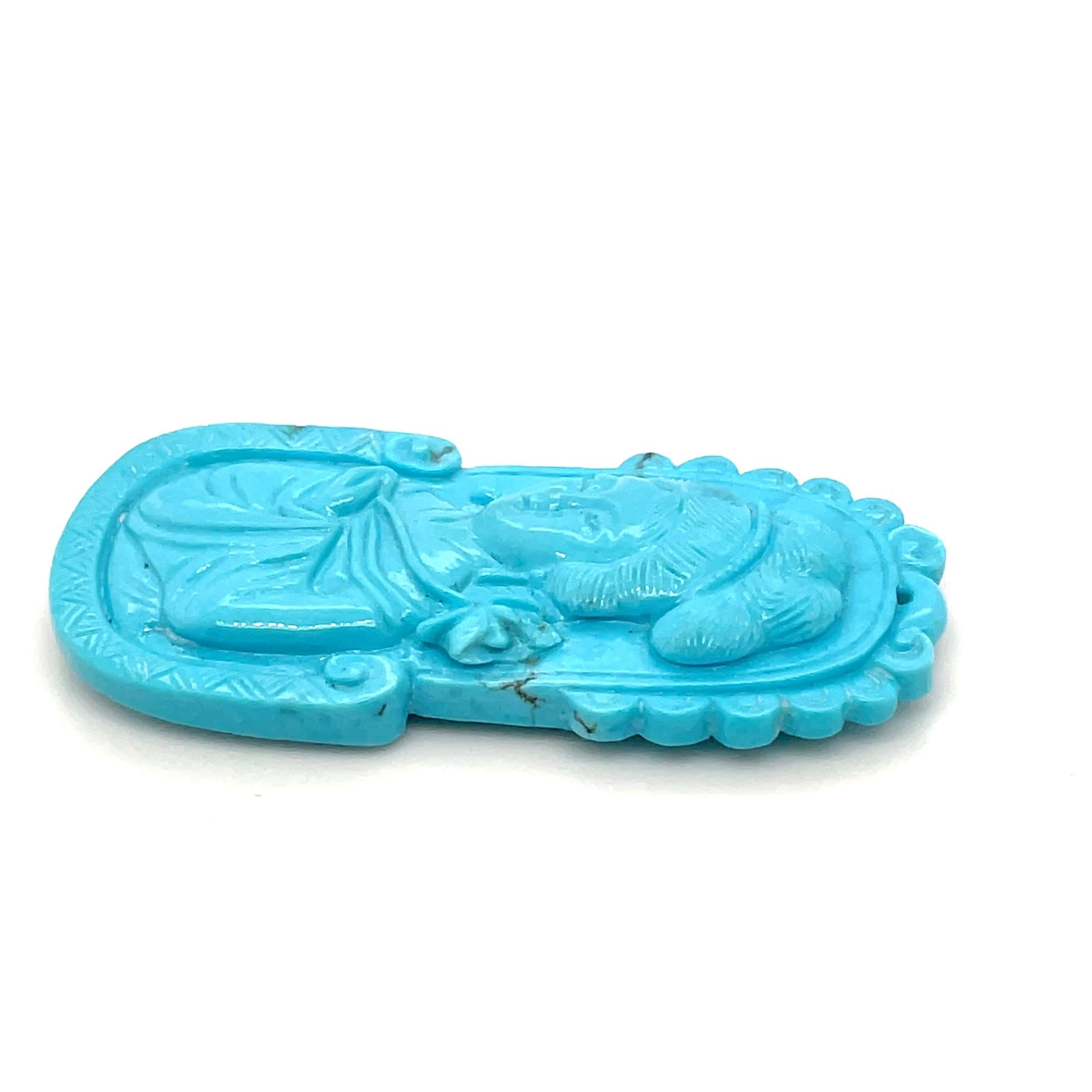 Contemporary Lady turquoise Pendant Cts 43.15 For Sale