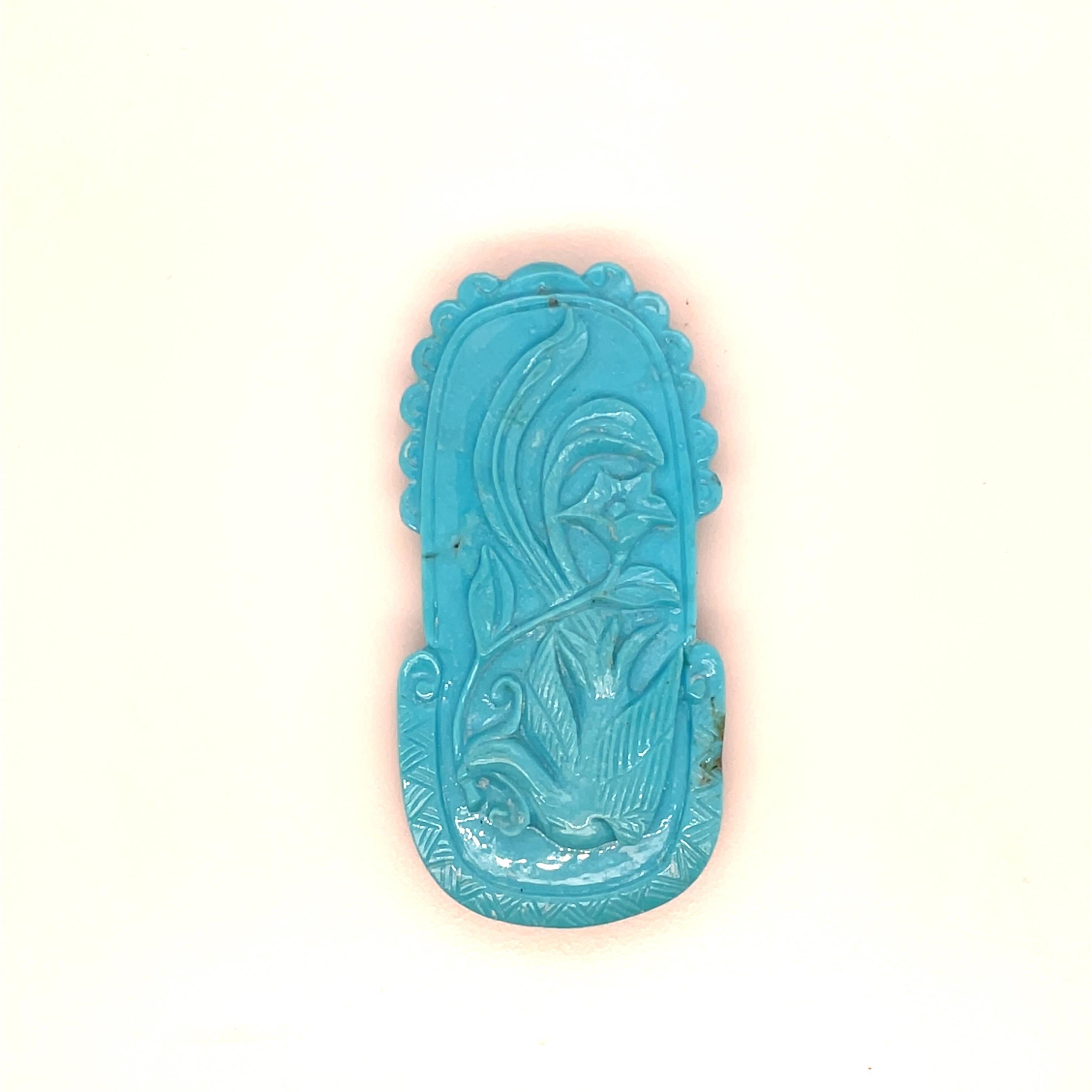 Uncut Lady turquoise Pendant Cts 43.15 For Sale