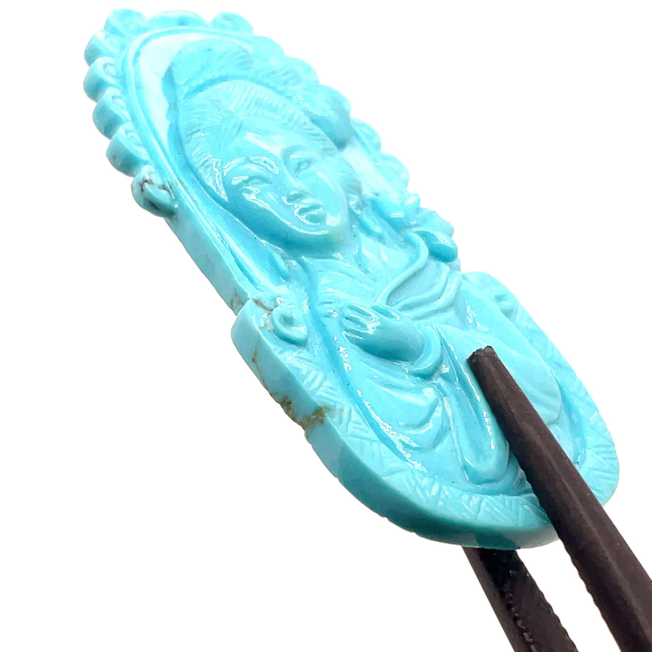 Women's or Men's Lady turquoise Pendant Cts 43.15 For Sale