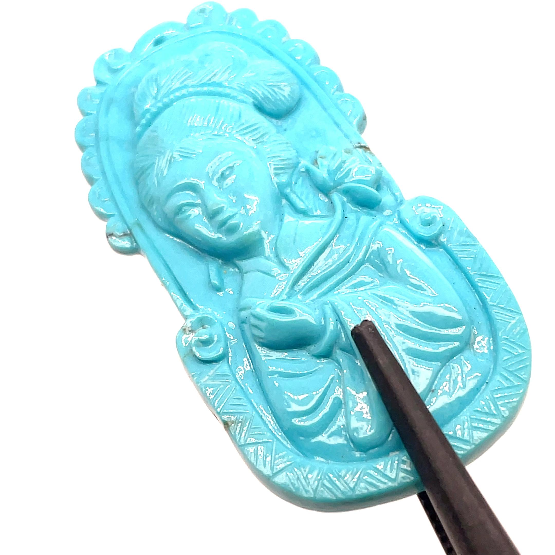Lady turquoise Pendant Cts 43.15 For Sale 1