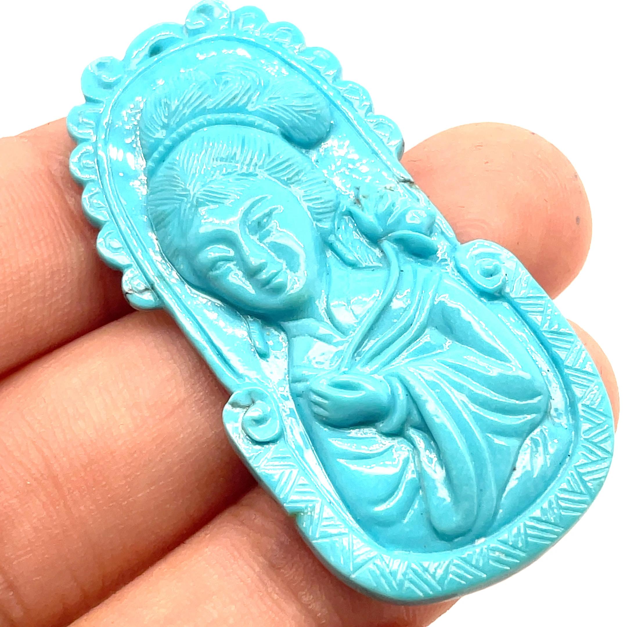 Lady turquoise Pendant Cts 43.15 For Sale 2