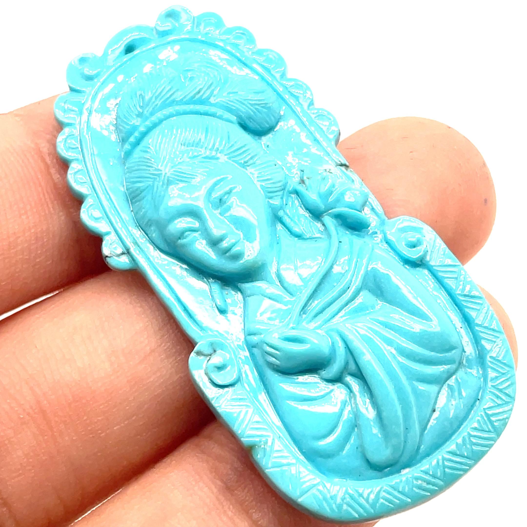 Lady turquoise Pendant Cts 43.15 For Sale 3