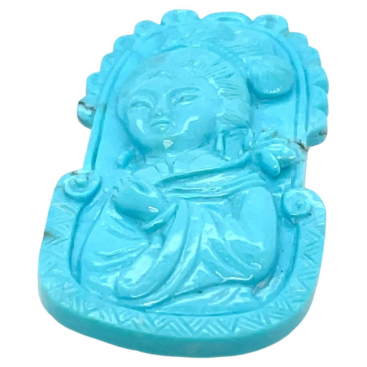 Lady turquoise Pendant Cts 43.15 For Sale