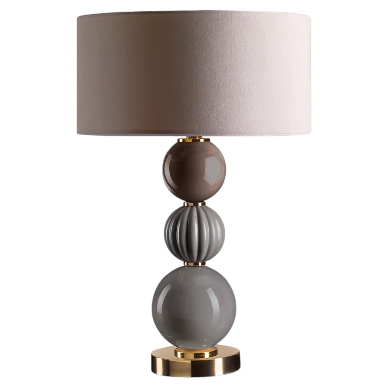 Pre-owned Villari Lady V Large Taupe Table Lamp In Brown